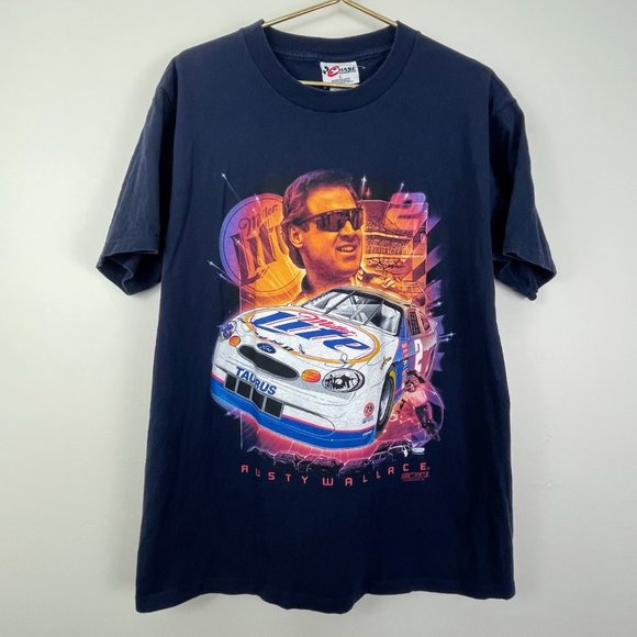 Chase Authentics Rusty Wallace Nascar Racing Miller Lite Car Graphic Tee Size: L - Picture 7 of 7